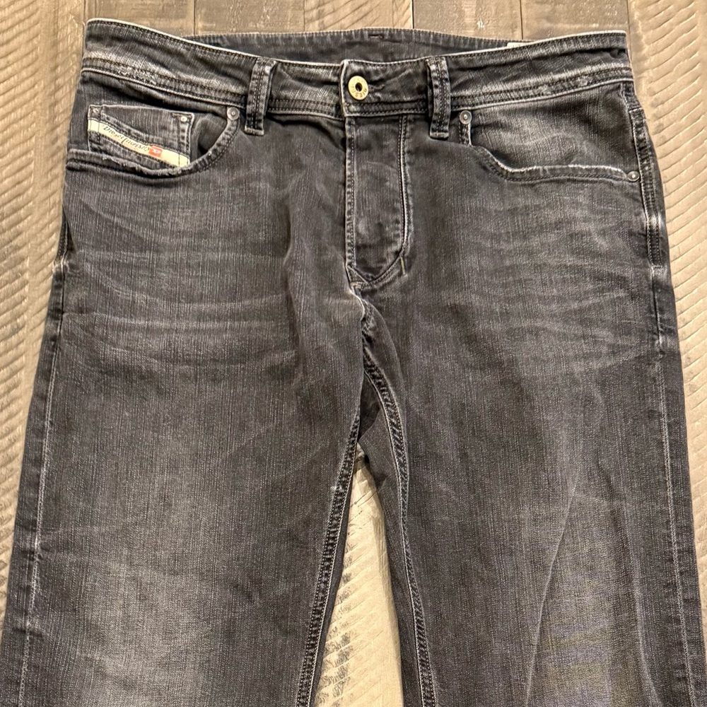 Diesel Mens Larkee Regular Straight Jeans Black Button Fly 33x32 0669F Stretch